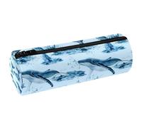 VAPOKF Whale and Tail from Ocean - Estuche de cuero para lápices, monedero, cosméticos, maquillaje, papelería, escuela, oficina, almacenamiento, multicolor, 20x6.3cm/7.9x2.5in, Estuche para lápices