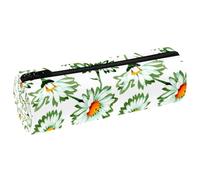 VAPOKF White Daisy Botanical Wildflowers - Estuche de piel sintética para bolígrafos, organizador de papelería para estudiantes, bolsa de maquillaje para mujeres, niñas, niños, suministros escolares y