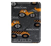 VAPOKF Yellow Construction Machines - Funda de piel para pasaporte, 11,5 x 16,5 cm, multicolor, 11.5x16.5cm/4.5x6.5 in, Vintage