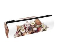 VAPOKF Yorkshire Terrier con coronas de flores, estuche de cuero para lápices, monedero, bolsa de maquillaje para estudiantes, papelería, escuela, oficina, almacenamiento, multicolor,