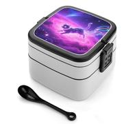 Vapor Cat Bento Box 1000ml Leak Proof Lunch Container with Removable Dividers & Spoon - BPA-Free PP Stackable Lunch Box for Work, Office, Picnic, Travel, Dining Out