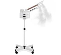 Vapor facial profesional 2 en 1 con ozono y niebla caliente y fría para limpieza profunda e hidratación facial, vaporizador estético sobre ruedas, ideal para salones de belleza