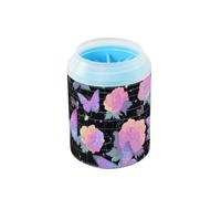 Vapor Style Roses Butterfly Dreamy - Arandela reutilizable para patas de mascotas con cepillo de silicona suave, kit de limpieza de pies para perros y gatos pequeños y medianos