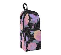 Vapor Style Roses Butterfly Dreamy Nylon 3 Compartimentos Bolsas para lápices para adolescentes niñas de malla de gran capacidad Estuche escolar Papelería para adolescentes Primaria 1600ml