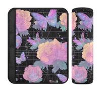 Vapor Style Roses Butterfly Dreamy - Paquete de 2 almohadillas para orejas de hombro para cinturón de seguridad para cinturón de seguridad de corte en el cuello para la mayoría de coches accesorios