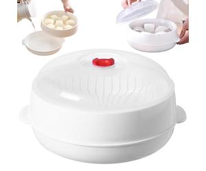Vapor vaporizador de microondas Vapor de microondas 7.9 '' Vapor vegetal de microondas redondo Grado de plástico Vapor de microondas para cocinar con tapa y bandeja Vapor vaporizador de microondas pa