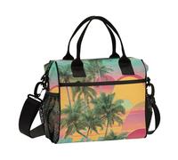 Vapor Wave Style - Bolsa térmica para el almuerzo con aislamiento solar, diseño de árbol tropical, minimalista, con correa para el hombro, para adolescentes, niñas, enfermeras, jardín de infantes