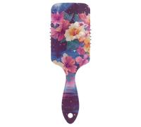 Vapor Wave Style Flowers Blue Red - Cepillo de pelo antiestático para cuero cabelludo soplado, cepillo masajeador para pérdida de cabello con mango ergonómico para definir rizos