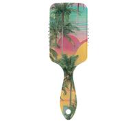 Vapor Wave Style Tropical Tree Sun Lindo cepillo para hombre masajeador de cuero cabelludo para cabello largo con mango ergonómico para cabello rizado