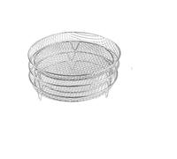 Vaporera Acero Inoxidable Juego de 3 rejillas apilables for freidora aire, cestas malla acero inoxidable, multiusos for, vaporera y horno para Todo Tipo De Cocina(Round)