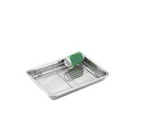 Vaporera Acero Inoxidable Platos de almacenamiento rectangulares acero inoxidable for hornear con rejilla enfriamiento Bandeja for horno cocina para Todo Tipo De Cocina(40x30x4.8cm)