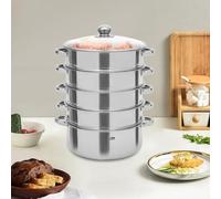 Vaporera de 28 cm Vaporera de 5 niveles Vaporera de 5 niveles Cacerola de acero inoxidable Vaporiza alimentos como pan, albóndigas, verduras
