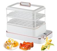 Vaporera De 3 Niveles, 1350 W, Olla Eléctrica De 12 L Con Temporizador De 10 H Y Aislamiento De 8 H, 6 Menús Preestablecidos, Protección Contra Quemaduras Por Sequedad, Cocedor De Huevos, Para