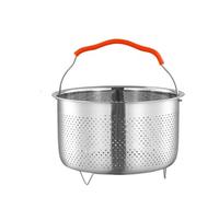 Vaporera de acero inoxidable 2-4 l, accesorios for olla instantánea, arrocera cocina, rejilla vapor, cesta drenaje con mango silicona(2L)