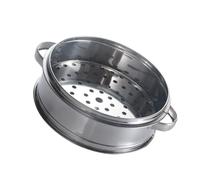 Vaporera de Acero Inoxidable 22cm con Asa, Apilable para Cocina | Apta para Arroz y Dumplings, Orificios Guía de Vapor Isométricos, Mango Ergonómico Anticalor