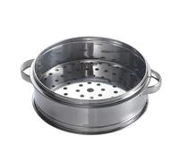 Vaporera de Acero Inoxidable 22cm con Asas para Cocción al Vapor | Ventilación de Vapor, Cuerpo Engrosado, Uso Doméstico, para Dumplings y Filetes, Plata