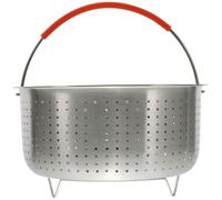 Vaporera de Acero Inoxidable Cesta Redonda, para Olla Arrocera | Silicona, Orificios Finos y Borde Pulido, para Dumplings y Verduras en Cocina Profesional