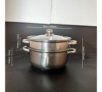 Vaporera de Acero Inoxidable de Capa con Olla Magnética para Sopa; Olla Multiusos para Cocinar al Vapor