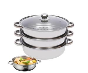 Vaporera de acero inoxidable - Juego de tapón de de 1195 g, olla a presión, ventilación y asas dobles, alimentación saludable, preparación para comidas para reuniones familiares, cenas