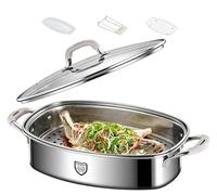 Vaporera De Acero Inoxidable para Pescado, Olla Vaporera ElíPtica, Cacerola para Cocinar Pescado Al Vapor, Hervir Sopa, Especial(Silver)