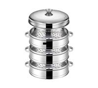 Vaporera De Acero Inoxidable Rejilla de acero inoxidable for cocinar al vapor con pescado y bollos rellenos, utensilios cocina(22.5cm 3 layer 1 Lid)