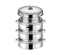 Vaporera De Acero Inoxidable Rejilla de acero inoxidable for cocinar al vapor con pescado y bollos rellenos, utensilios cocina(25.4cm 3 layer 1 Lid)