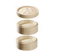 Vaporera de bambú,2 niveles y tapa,cesta de vapor hecha a mano,cocina de arroz natural chino,cocina saludable de diseño tradicional para albóndigas,verduras,pollo,pescado (9 Tamaños)