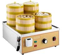 Vaporera eléctrica comercial para alimentos, máquina para hacer bollos al vapor de 2/4/6 orificios con control de temperatura de 30-110 °C, suministro de agua independiente, para restaurante, 4 holes