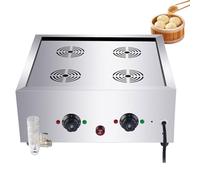 Vaporera eléctrica comercial para dim sum, calentador de vapor de 2, 4 y 6 orificios, de acero inoxidable con cuatro orificios, ajuste de temperatura de 30 a 110 °C, para bufés en tiendas y hogares.
