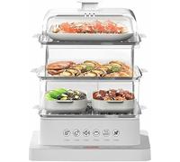 Vaporera EléCtrica De Acero Inoxidable De 3 Niveles, Vaporera De Alimentos Plegable De 40 Litros Con ProteccióN Contra Quemaduras En Seco, Ciclo De Vapor De 360°, Para Una CoccióN Saludable