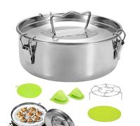 Vaporera grande para cocinar, vaporizador para cocinar, vaporizador de cocina, forma de pan plano, forma de brida con tapa, molde para tartas de acero inoxidable, antiadherente, para tartas de queso