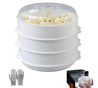 Vaporera Para Microondas Con Tapa Y Bandeja, Recipiente De Gran Capacidad Para Cocinar Al Vapor, Esterilizador Para Arroz, Fideos, Dumplings Y Otras Preparaciones (3 layer)