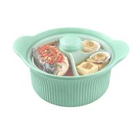 Vaporera Para Microondas: Olla De Silicona, Cocina Dividida Con Mango Grande | Cesta De Vapor Multiusos Para Fideos, Horno, Microondas, Freidora De Aire, Accesorio De Cocina Seguro Con Asas De Tapa