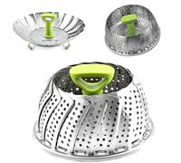 Vaporera Plegable, Olla a Vapor, Vaporera con Cesta Plegable, Vaporera con Mango Desmontable para Verduras, Muy Adecuada Para Cocer al Vapor (Pequeña)