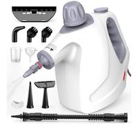 Vaporeta Limpieza Hogar, 1050W 110℃ 3,2Bar Alta Presión Vaporeta de Mano con 10 Accesorios, 100% sin Químicos, Grasa & Suciedad Steam Cleaner, Limpiador a Vapor Portátil para Cocina, Ventanas (Blanco)