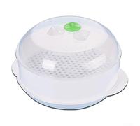 Vaporizador compacto para microondas con tapa transparente, cesta de vapor de plástico para verduras y pescado, utensilio de cocina fácil de limpiar para una cocina saludable, blanco, 21 x 21 x 12 cm