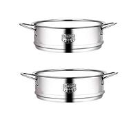 Vaporizador de acero inoxidable de primera calidad, grande, 2 niveles, resistente, duradero y reforzado, la mejor cocina saludable para dim sum, verduras, carne, pescado
