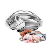 Vaporizador de alimentos - Accesorios de 23,1 x 23,1 x 3 cm, bandeja de vapor en forma de abanico, bandeja de alimentos dividida, diseño suave compartimentado, sartén dividida antiquemaduras con mango