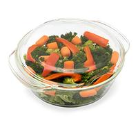 Vaporizador de alimentos de vidrio para microondas, vaporizador de verduras para microondas, 100% vidrio, apto para horno también | Sin plástico, sin silicona, sin BPA