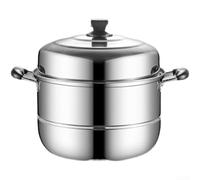 Vaporizador de doble nivel de acero inoxidable diseñado para su uso en cocinas de inducción y gas, lo que permite cocinar al vapor simultáneamente varios platos fácilmente (30 cm)