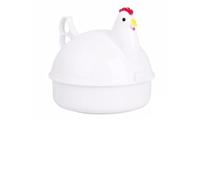 Vaporizador de huevos de microondas con forma de pollo para 4 huevos, vaporizador de alimentos para bollos y albóndigas, utensilio de cocina para hornos microondas con bandeja de recolección de agua