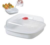 Vaporizador de microondas | Cesta humeante de cocina de alimentos de 10 x 8 pulgadas con tapa | Bandeja de cocción aislada espesada, material duradero seguro | Para verduras, arroz, pescado