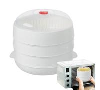 Vaporizador de microondas con tapa y bandeja, vaporizador de patatas para microondas, cuenco de calefacción para platos, comidas, cocina, carne, albóndigas, pasta, maíz, tocino