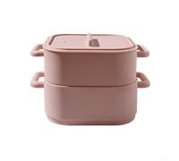 Vaporizador de silicona apto para microondas, 2 piezas para cocinar verduras al vapor y almacenar sobras (rojo claro)