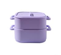 Vaporizador de silicona apto para microondas, 2 piezas para cocinar verduras al vapor y almacenar sobras (morado)