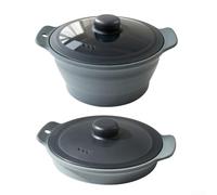 Vaporizador de silicona para microondas para comidas rápidas y saludables, al vapor, verduras, arroz y carne en una unidad, no fácil de enjuagar (gris)