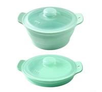 Vaporizador de silicona para microondas para comidas rápidas y saludables, al vapor, verduras, arroz y carne en una unidad, no fácil de enjuagar (verde)