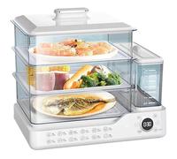Vaporizador eléctrico de alimentos, 24 L y 3 niveles con tanque de agua de 1.5 L, olla de vapor rápida de 800 W, reserva 24 horas, prevención de quemaduras en seco para verduras y granos