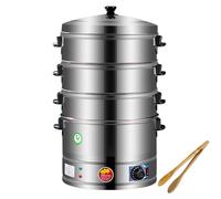 Vaporizador eléctrico de alimentos - Acero inoxidable de 3 niveles, controlado termostáticamente, calentamiento automático, perfecto para el desayuno, solución de cocción eficiente