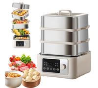 Vaporizador eléctrico de alimentos con pantalla táctil, temporizador de 24 horas, 8 funciones de menú, aislamiento de modo dual, multifuncional inteligente para cocinar saludable en casa
